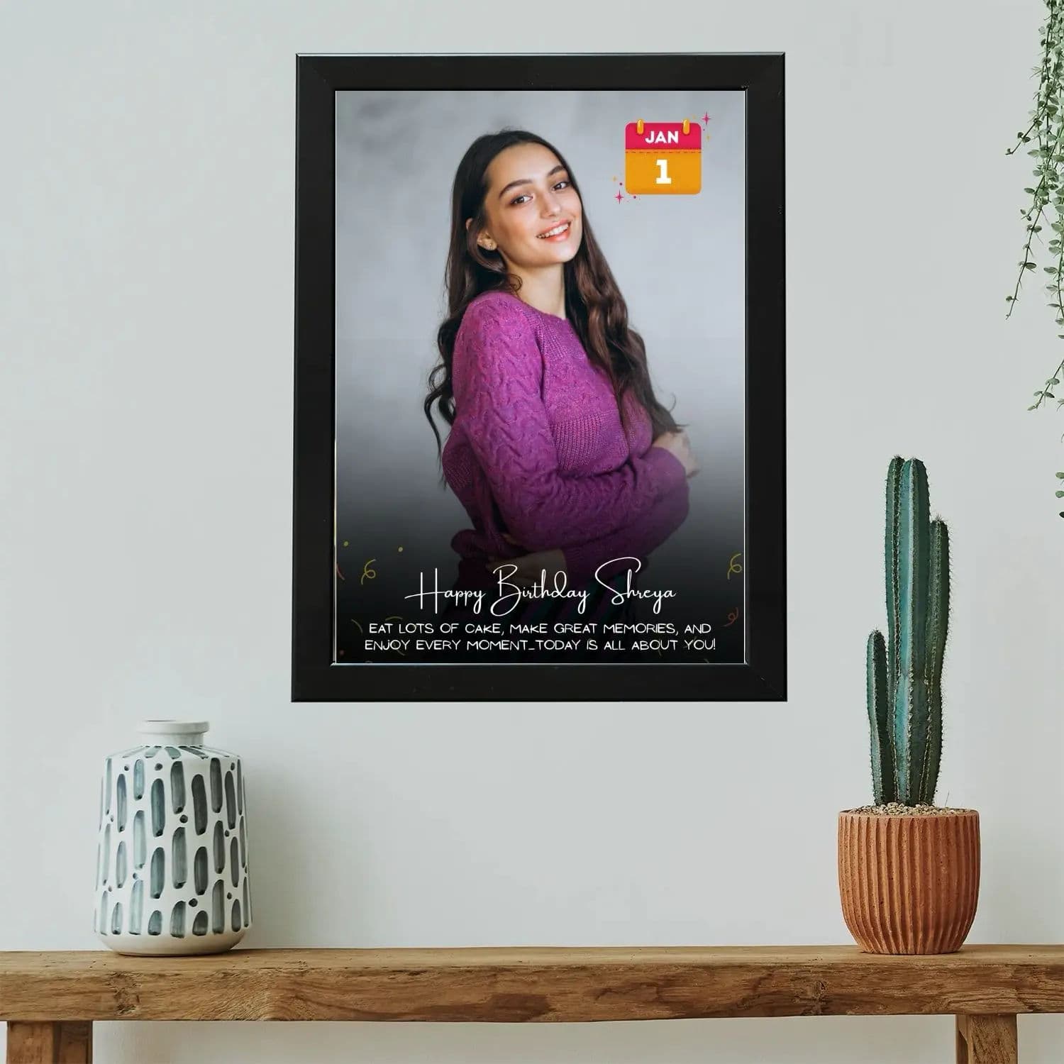 Birthday Photo Frame - Single Picture with Name, Date - Image 1